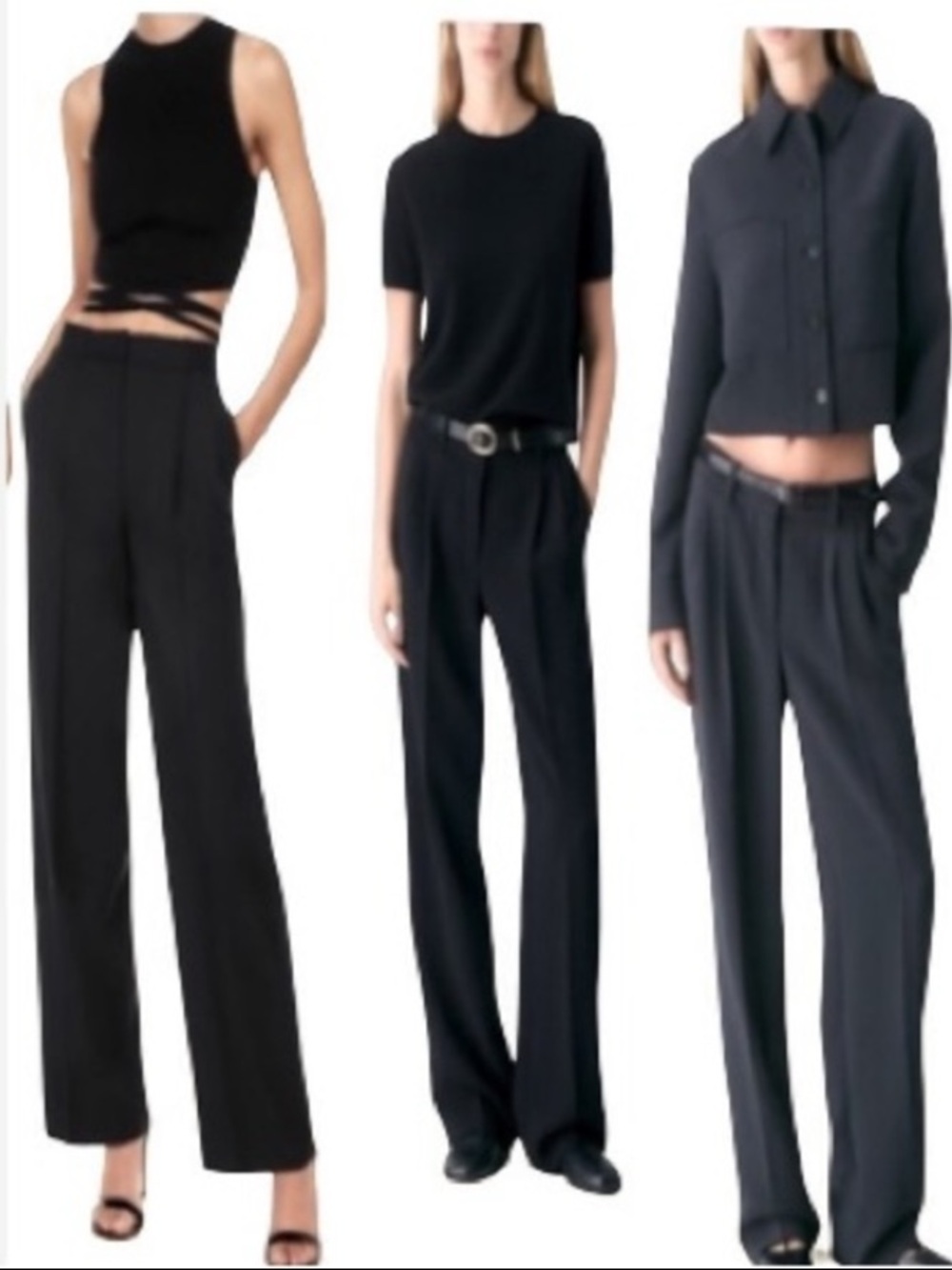 NWOT Wilfred Aritzia Effortless Black Elegant Wide-Leg Trousers Size 4